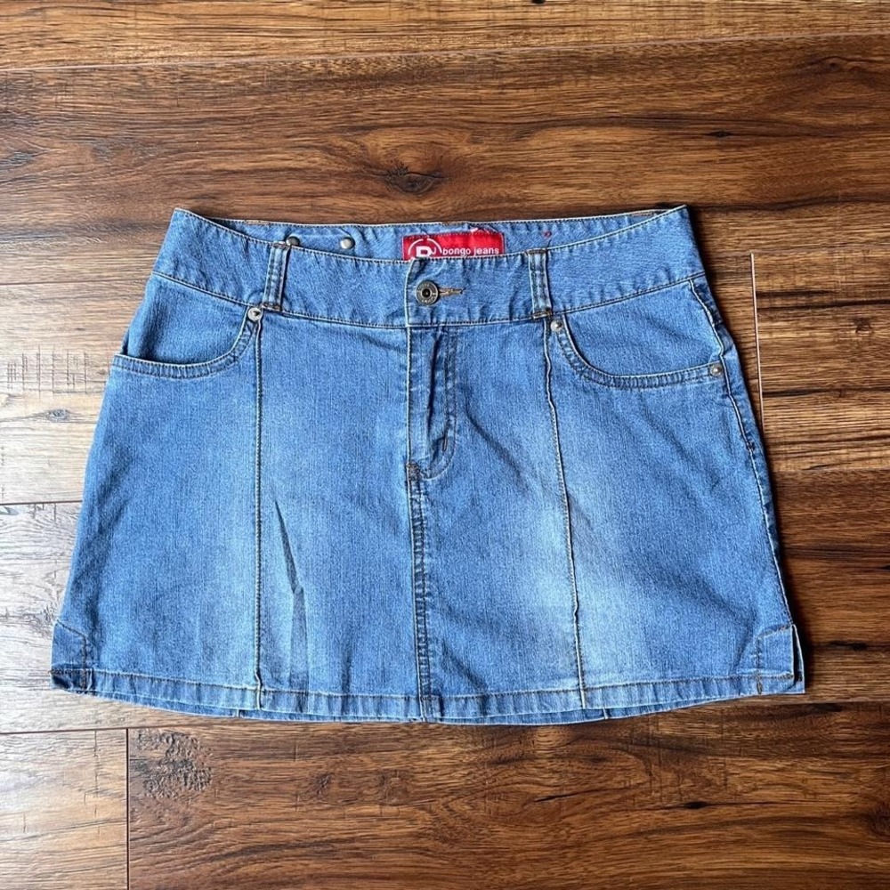 Bongo Y2K Denim Mini Skirt Low Rise 2000s Women 8 Grunge Coquette Festival